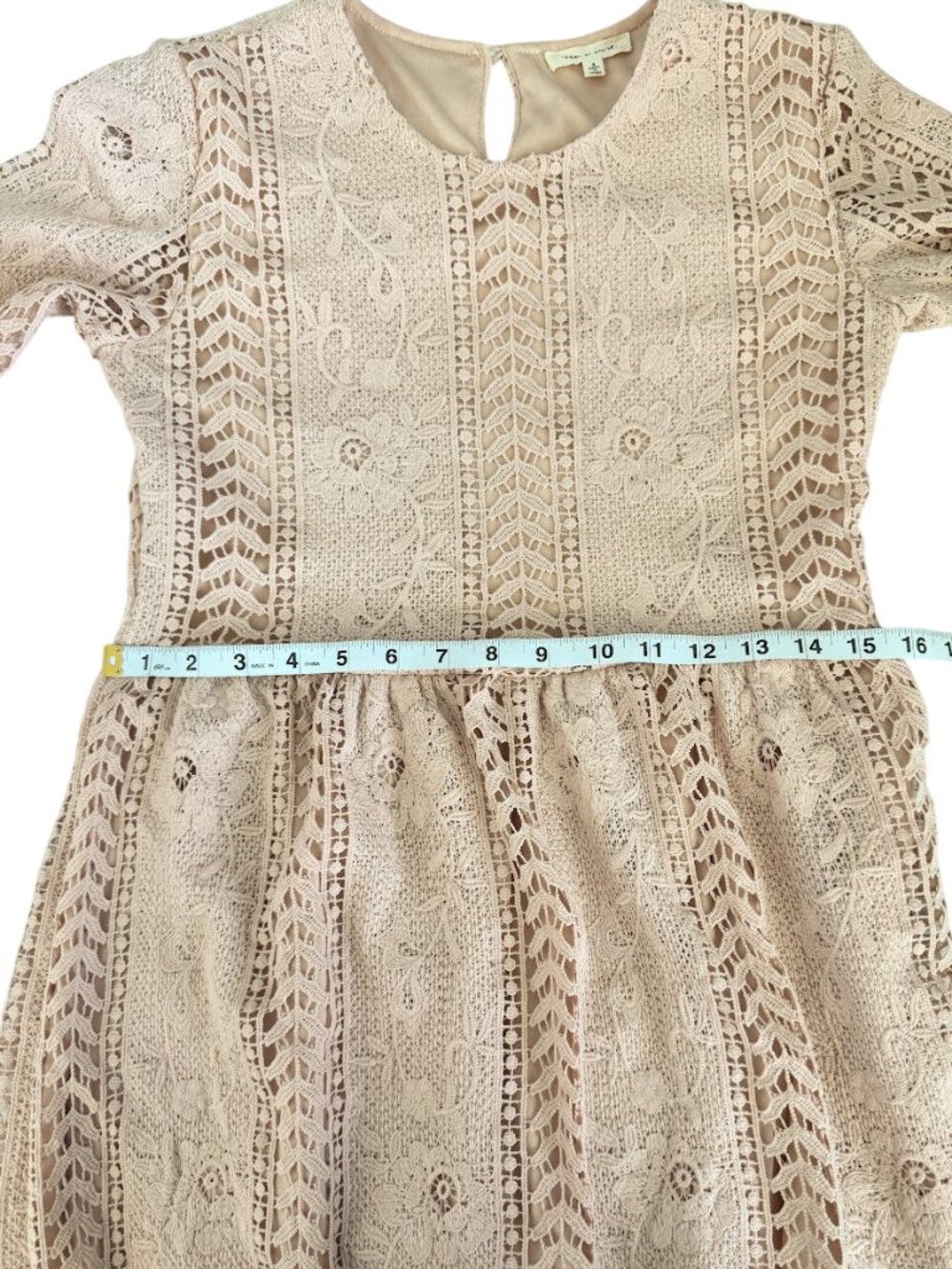 Tea & Rose Lace Dress Blush Pink Boho Cottage Small - Picture 6 of 10